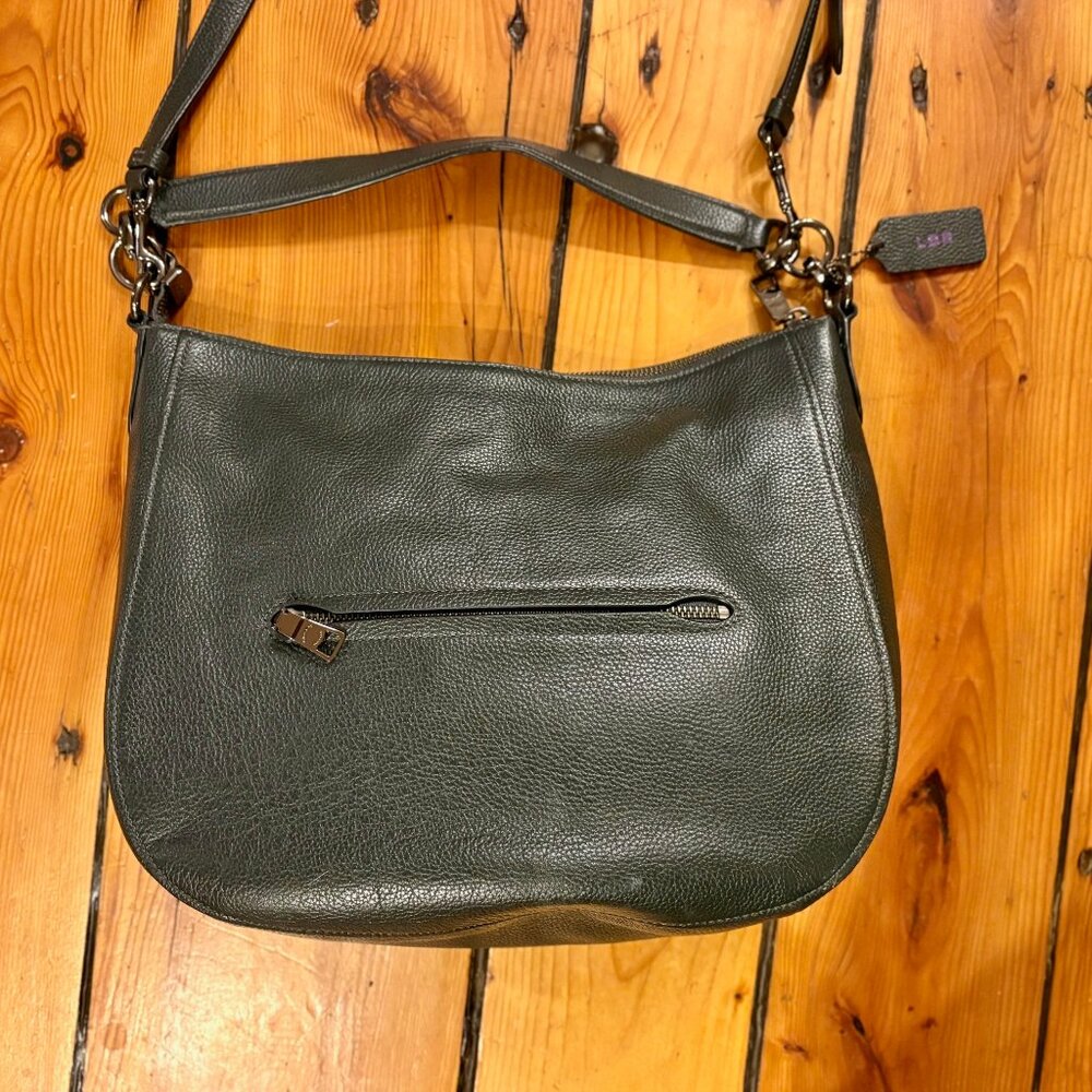 Coach Elle Hobo Bag in Olive Green Grained Leather with Crossbody Strap - Picture 2 of 7